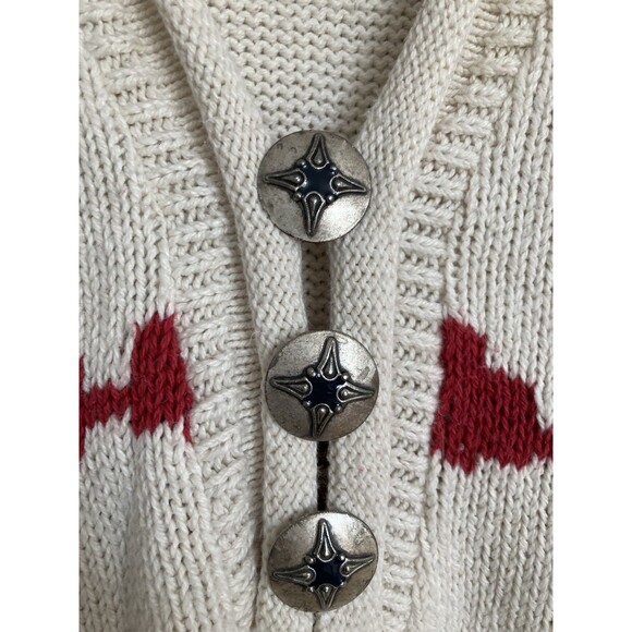 Vintage Cotton Impact Sweater LARGE Concho Buttons Stripe Southwest Western USA - Picture 3 of 8